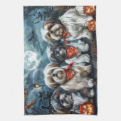 シーズー（犬）チハロウィン不気味 キッチンタオル (縦)