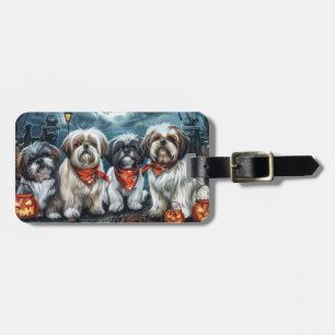 シーズー(犬)チハロウィン不気味 ラゲッジタグ