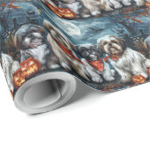 シーズー（犬）チハロウィン不気味 ラッピングペーパー (ロールコーナー)