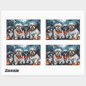 シーズー（犬）チハロウィン不気味 長方形シール (シート)