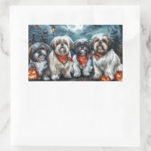 シーズー（犬）チハロウィン不気味 長方形シール (バッグ)