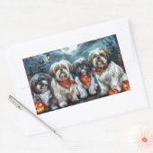 シーズー（犬）チハロウィン不気味 長方形シール (封筒)