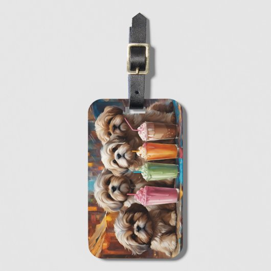 シーズー(犬)チュ子犬とミルクシェイク ラゲッジタグ (正面縦)