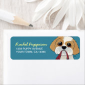 シーズー（犬）チュ子犬オンブルー |犬の差出人住所ラベル ラベル (インサイチュ)