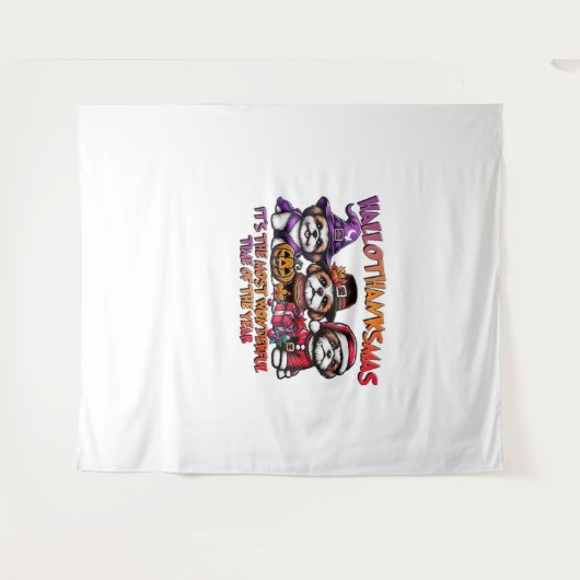 シーズー（犬）チュ・ハロウィンサンクスギビングクラシッククリスマス タペストリー (正面(横))