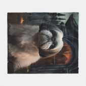 シーズー（犬）チュ・ハロウィーン怖 フリースブランケット (正面(横))