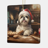 シーズー（犬）チュChristmas Cookieフェスティバルホリデイ セラミックオーナメント (左)