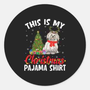 シーズー(犬)ツおもしろいクリスマスパジャマギフト犬パパ犬ママ。 ラウンドシール
