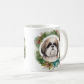 シーズー(犬)ツクリスマスリースフェスティバルカップ コーヒーマグカップ (正面右)