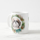 シーズー(犬)ツクリスマスリースフェスティバルカップ コーヒーマグカップ (正面左)