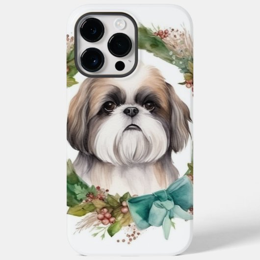 シーズー（犬）ツクリスマスリースフェスティバルカップ Case-Mate iPhoneケース (裏面)