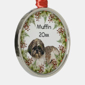 シーズー（犬）ツサークルオーナメント メタルオーナメント (右)