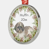 シーズー（犬）ツサークルオーナメント メタルオーナメント (左)