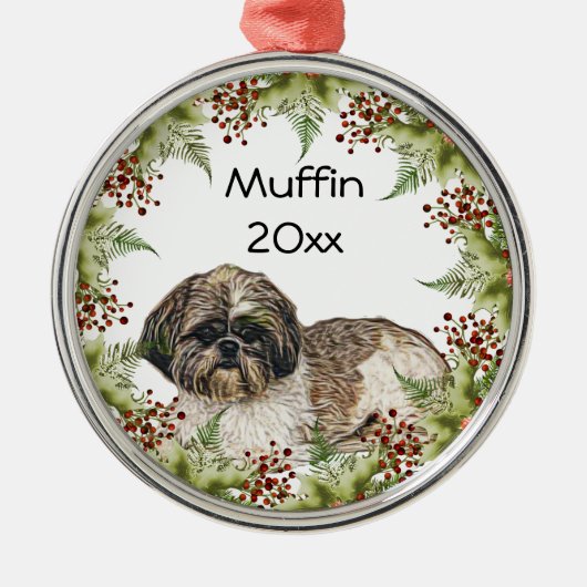 シーズー（犬）ツサークルオーナメント メタルオーナメント (正面)