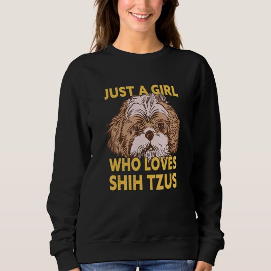 シーズー(犬)・ツスを愛する女の子 スウェットシャツ (正面)