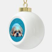 シーズー（犬）ツドッグウォーターカラーアートポートレート セラミックボールオーナメント (右)