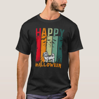 シーズー(犬)ツドッグガールズボーイズレトロハロウィンディナーパ Tシャツ