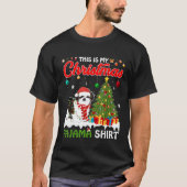 シーズー(犬)ツドッグクリスマスライトハットおもしろいサンタクリスマス Tシャツ (正面)