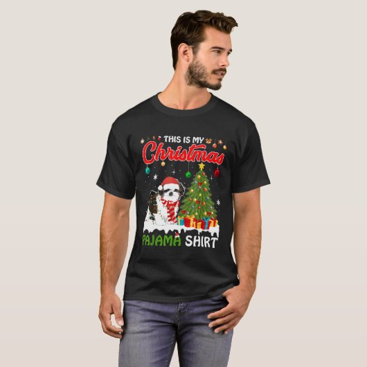 シーズー(犬)ツドッグクリスマスライトハットおもしろいサンタクリスマス Tシャツ (正面フル)