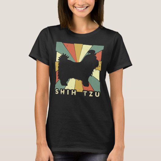 シーズー（犬）ツドッグレトロヴィンテージ Tシャツ (正面)