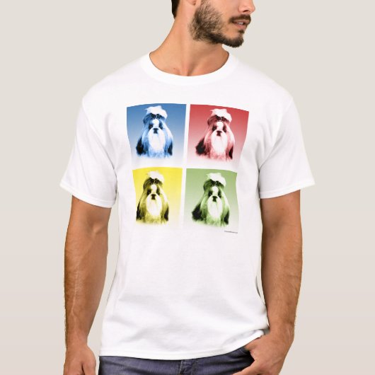 シーズー(犬)ツポップ・アートのアート Tシャツ (正面)