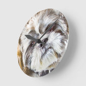 シーズー(犬)ツードッグウォール時計 ラウンド壁時計 (傾斜)