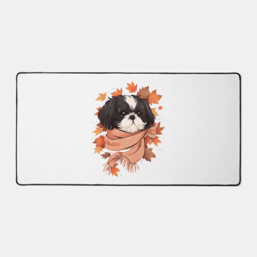 シーズー（犬）ツ秋ドッグ紅葉感謝祭コピー デスクマット (正面)