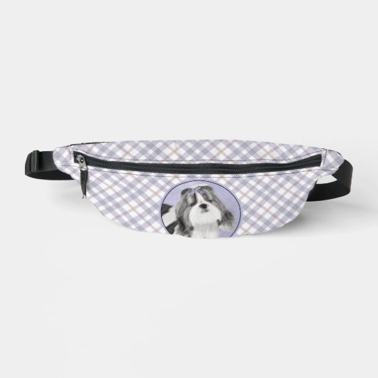 シーズー(犬)ツ絵を描ズブラック&ホワイトオリジナルドッグアート ファニーパック (正面)