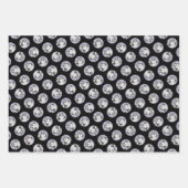 シーズー（犬）ツ絵を描ズブラック&ホワイトオリジナルドッグアート ラッピングペーパーシート (正面3)