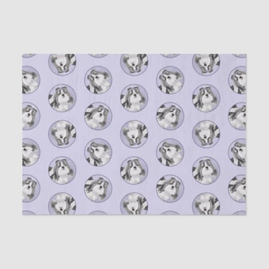 シーズー（犬）ツ絵を描ズブラック&ホワイトオリジナルドッグアート 薄葉紙 (正面)