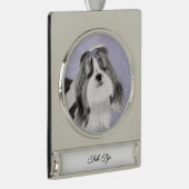 シーズー(犬)ツ絵画ズ – かわいいオリジナルドッグアートシルバーP シルバープレートバナーオーナメント (右)