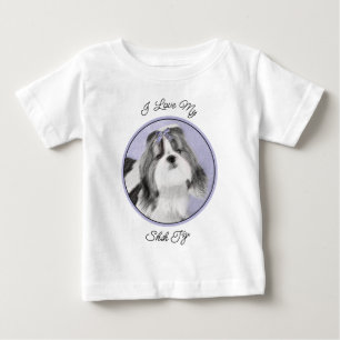 シーズー(犬)ツ絵画ズ – かわいいオリジナルドッグアート ベビーTシャツ