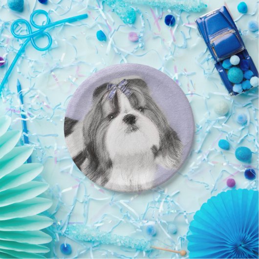 シーズー(犬)ツ絵画ズ – かわいいオリジナルドッグアート ペーパープレート (パーティー)