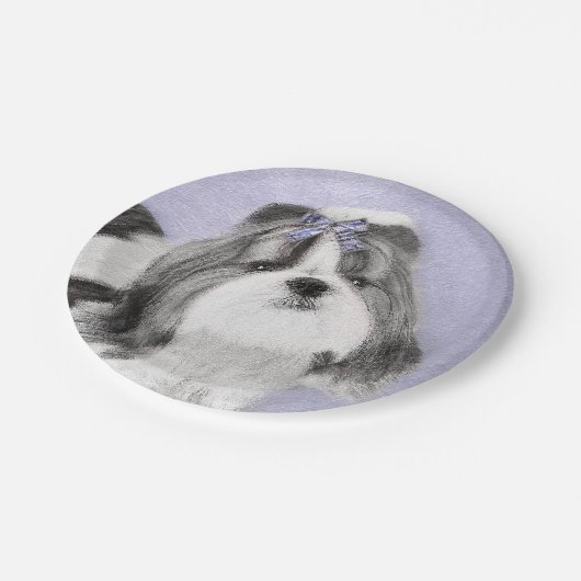 シーズー(犬)ツ絵画ズ – かわいいオリジナルドッグアート ペーパープレート (アングル)
