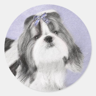 シーズー(犬)ツ絵画ズ – かわいいオリジナルドッグアート ラウンドシール