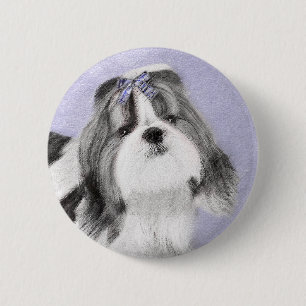 シーズー(犬)ツ絵画ズ – かわいいオリジナルドッグアート 缶バッジ