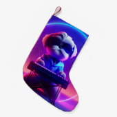 シーズー（犬）ツ遊ーピアノ スモールクリスマスストッキング (正面 (吊り時))