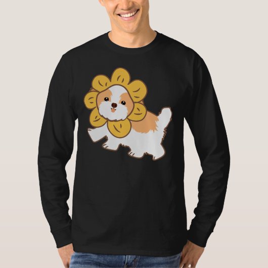 シーズー(犬)ハットブルーの子犬 Tシャツ (正面)
