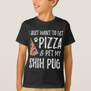 シーズー(犬)パグ犬の恋人ピザおもしろい犬ママのギフト Tシャツ