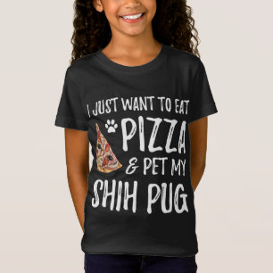シーズー(犬)パグ犬の恋人ピザおもしろい犬ママのギフト Tシャツ