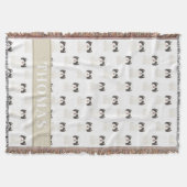 シーズー（犬）パーソナライズされたTzu（白黒）ピンク&ホワイト スローブランケット (正面)