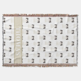 シーズー（犬）パーソナライズされたTzu（白黒）ピンク&ホワイト スローブランケット