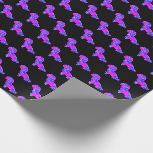 シーズー(犬)ポウシルエットピンク&ブルードッグブラック紙 ラッピングペーパー (角)