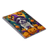 シーズー(犬)不気味ズドッグハロウィーンウィッチとカボチャ ノートブック (右側)