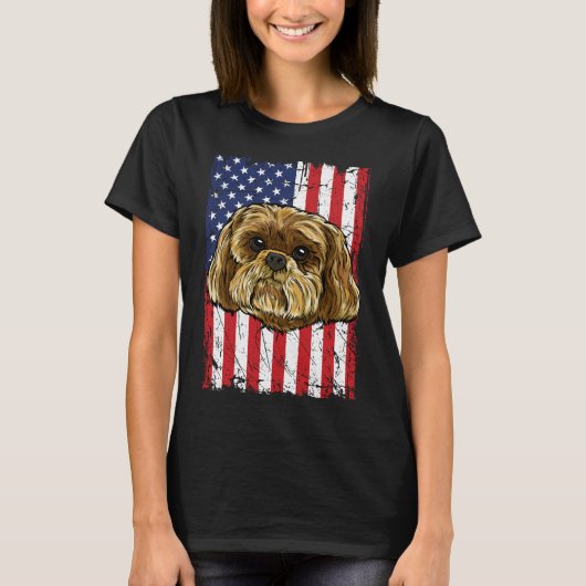シーズー（犬）図宇佐国旗 Tシャツ (正面)