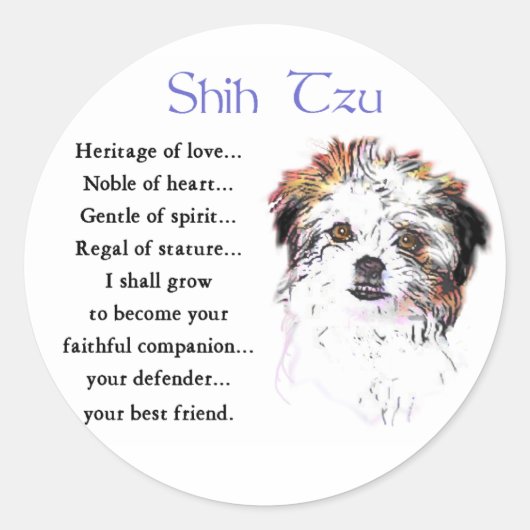 シーズー(犬)好きの贈り物 ラウンドシール (正面)