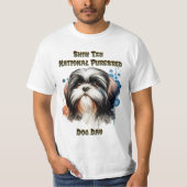 シーズー（犬）威厳のあるTzu：全国ピュレバード Tシャツ (正面)
