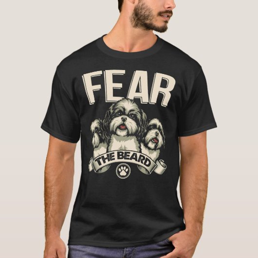 シーズー（犬）子はあごひげを恐れる Tシャツ (正面)