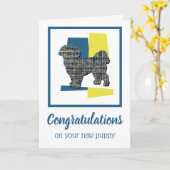 シーズー（犬）子犬おめでとうグリーティングカード カード (黄色い花)