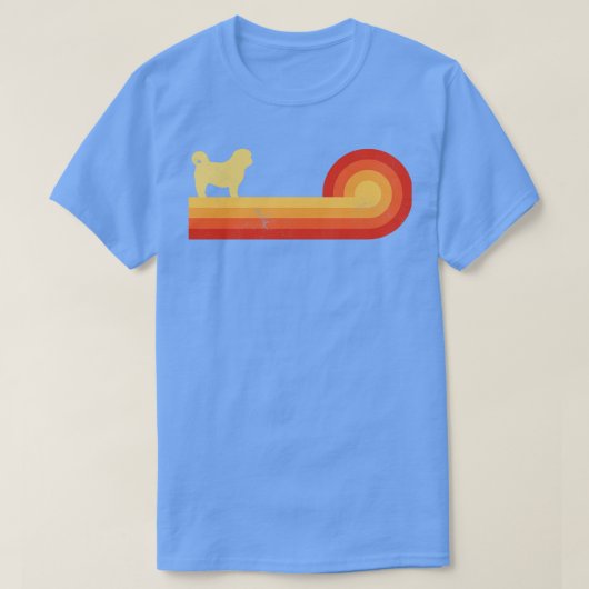 シーズー（犬）津レトロヴィンテージサンセット60s 70sウォー男性へム tシャツ (デザイン正面)